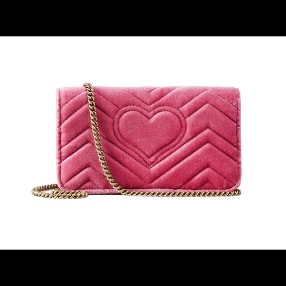 TWICE HOST PICK🥰❤️🥰Gucci Marmont Velvet Love Mini Shoulder Bag Pink - Picture 3 of 10